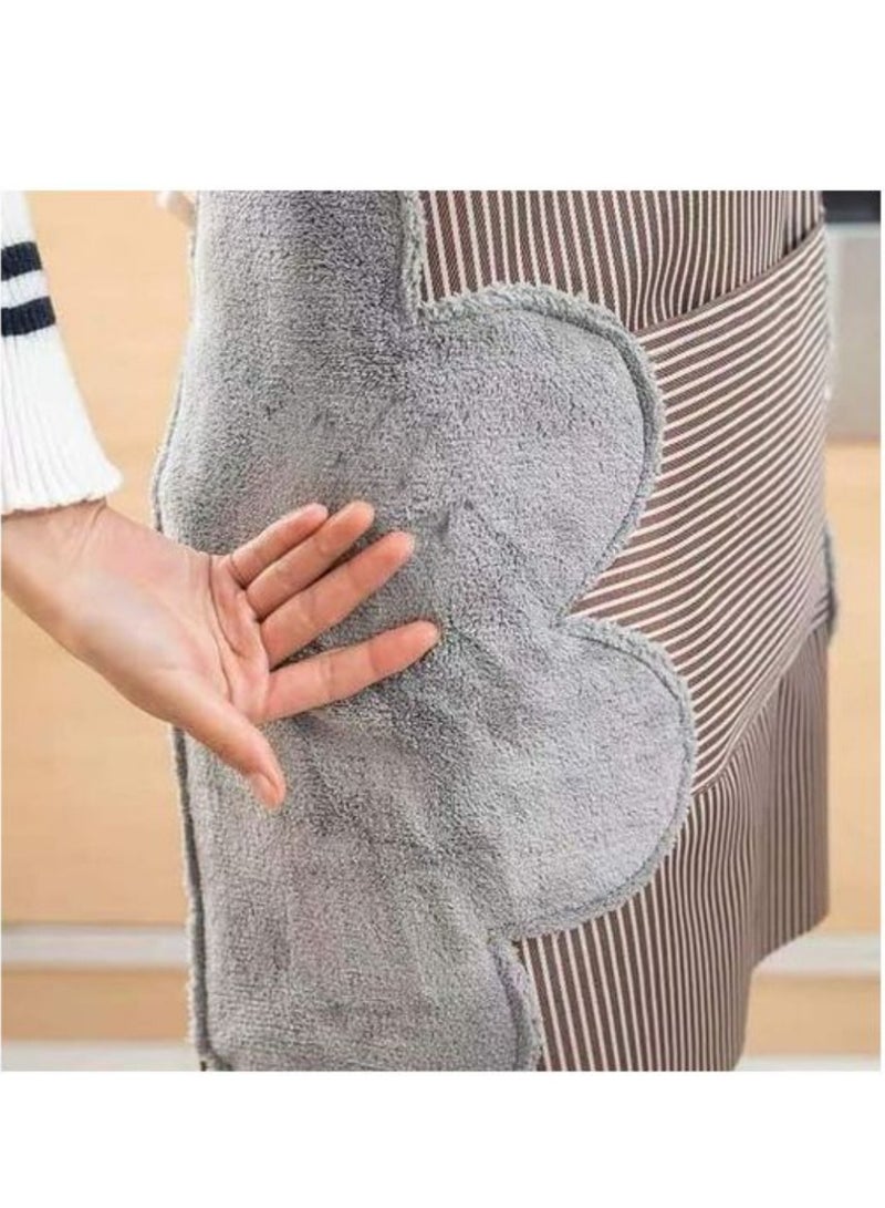 Waterproof Kitchen Apron, Water and Oil Resistant with Microfiber Side Towels for Wiping Hands, Canvas Apron with Front Pockets, Suitable for Cooking and Baking, Multi-Purpose Apron for Men and Women, Ideal for Restaurant and Cafe Use - Image 3