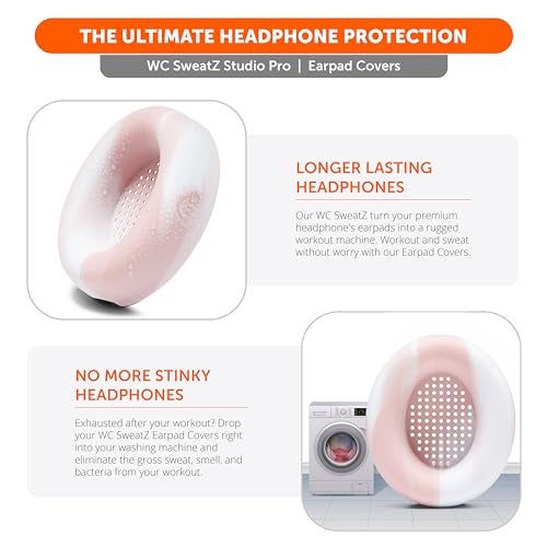 WC SweatZ Studio Pro - Patented Protective Silicone Earpad Covers for Beats Studio Pro Made by Wicked Cushions | Sweatproof & Easily Washable | Pink Marble - Image 5