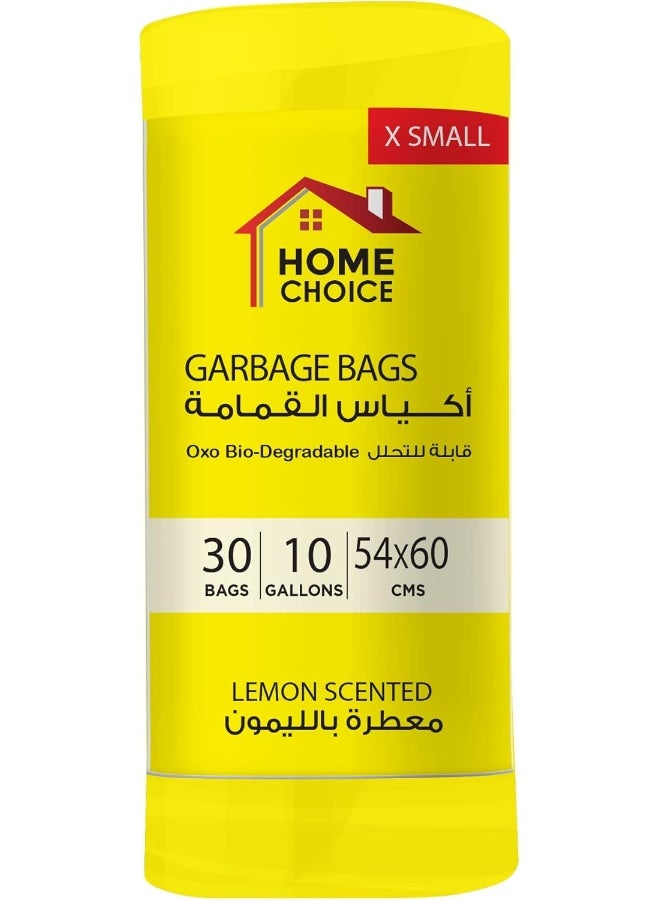 HOME CHOICE 10 جالون أكياس قمامة معطرة - ليمون، عبوة من 30 قطعة، حجم 54*60 سم أكياس قمامة قابلة للتحلل، لفائف أكياس القمامة، بطانات سلة المهملات - Image 2