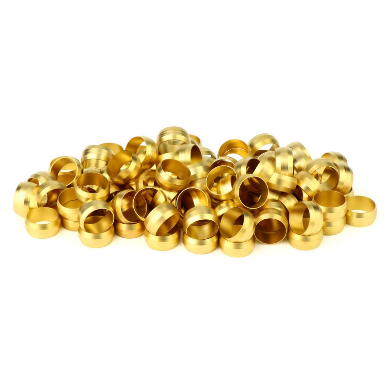GASHER 100PCS Brass Compression Fitting Brass Compression Sleeve Ferrules 12 Tube OD - Image 2