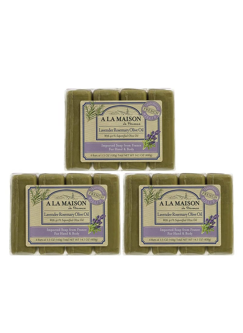 A La Maison A LA MAISON Lavender Rosemary Olive Oil Bar Soap  Uses Hand and Body Triple Milled Essential Oils Biodegradable Plant Based Vegan CrueltyFree Alcohol  Paraben Free 12 Bars of Soap 35 oz 