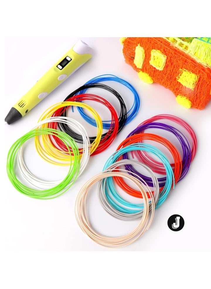 JAJEEK NEW 3D Printer Pen Set for Kids & Adults – Includes 12 Colors of 1.75mm PLA Filament (3m per Color), Ideal Gift for Creativity & Art, 02A Yellow - Image 2
