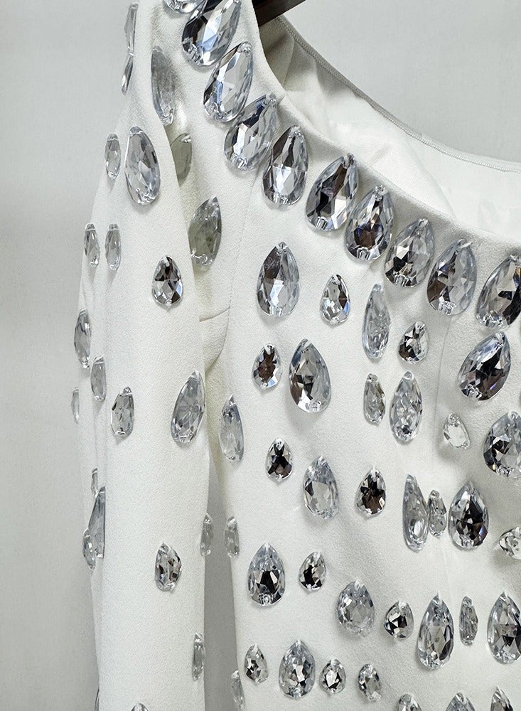 NIBEMINENT Fashion Evening Dress With Beaded And Diamond-encrusted One-shoulder Water Drop Diamond Long Ladies' Dress - Image 3