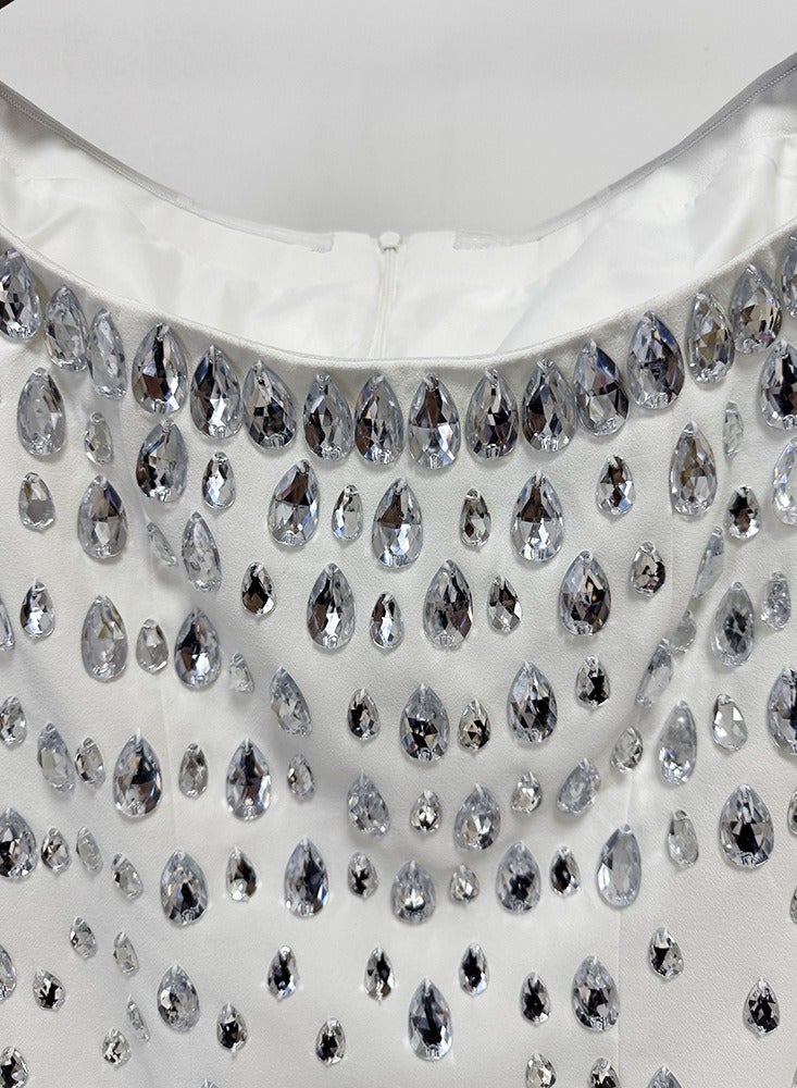 NIBEMINENT Fashion Evening Dress With Beaded And Diamond-encrusted One-shoulder Water Drop Diamond Long Ladies' Dress - Image 4