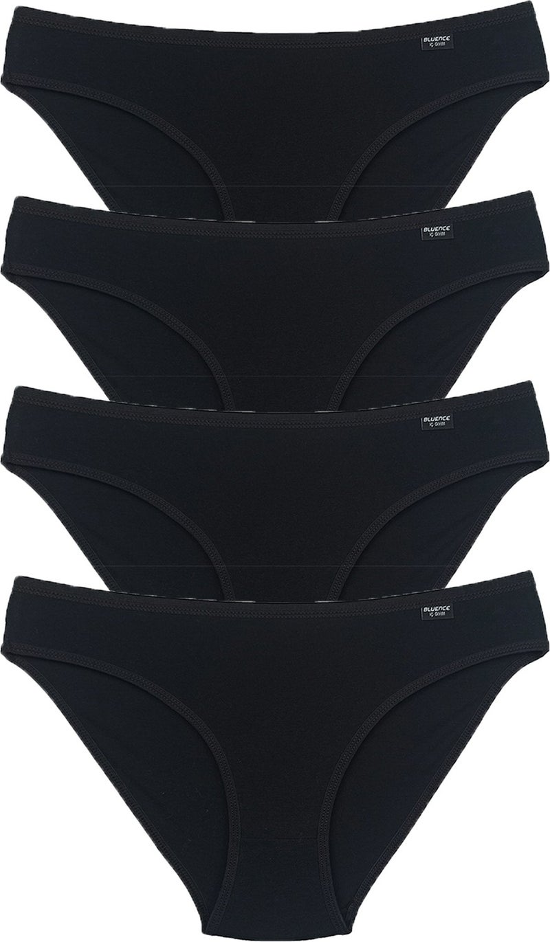 Bluence Women's Black 4-Pack Lycra Slip Panties