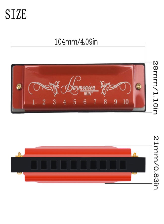 IRIN 10-Hole Harmonica Key of C 20-Tone Musical Gift with Storage Case for Beginner Student - Image 2