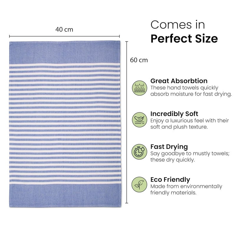 Mush Bamboo Turkish Hand Towels Set of 2 | 100% Bamboo Gym Towel for Men/Women | Ultra Soft, Absorbent & Quick Dry Towel for Gym, Travel, Sports and Yoga | 40 x 60 cms | 250 GSM, Navy & Dark Green - Image 3