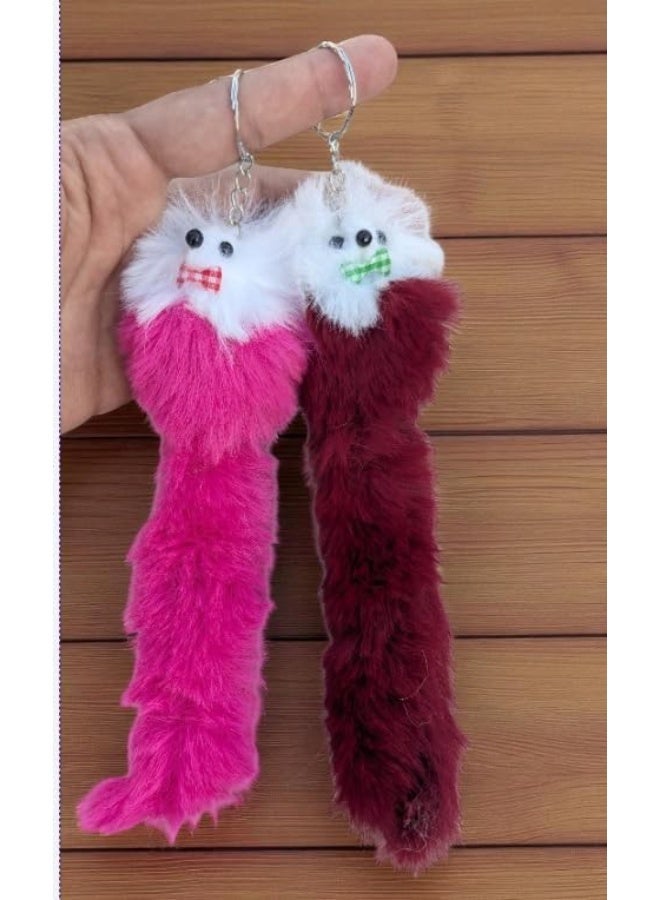 ميدالية من الفرو قطعتين من ميدالية فرو | الوان متعددة | . لحمل المفاتيح او التعليق فى السيارة او التعليق على الشنطة - Image 5