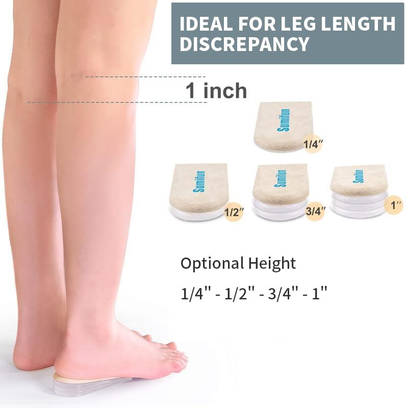 Sumifun Heel Lift, 3-Layer Gel Shoe Lifts for Women Uneven Legs, Adjustable Orthopedic Heel Lifts for Heel Pain and Leg Length Discrepancy, Heel Wedge Inserts 1/8" 2/8" 3/8" (Size S, 1 Pair) - Image 3