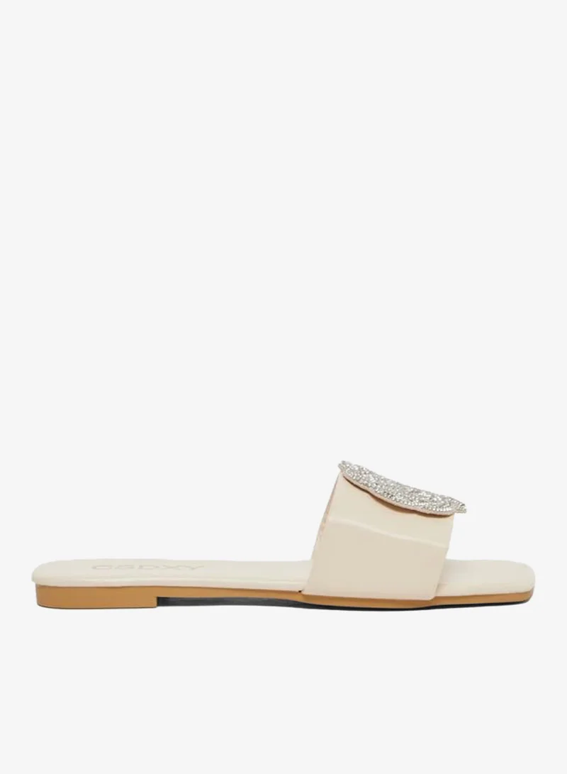 Take Two Embellished Flower Strap Flat Sandals