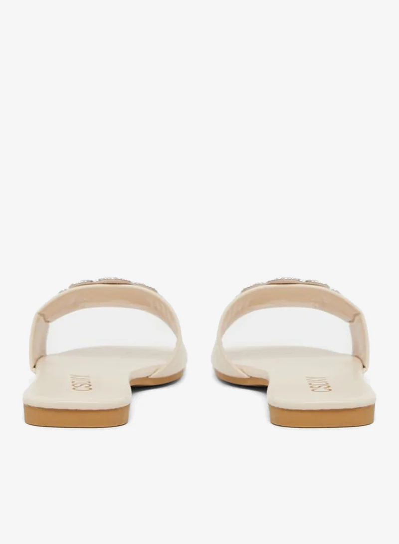 Take Two Embellished Flower Strap Flat Sandals