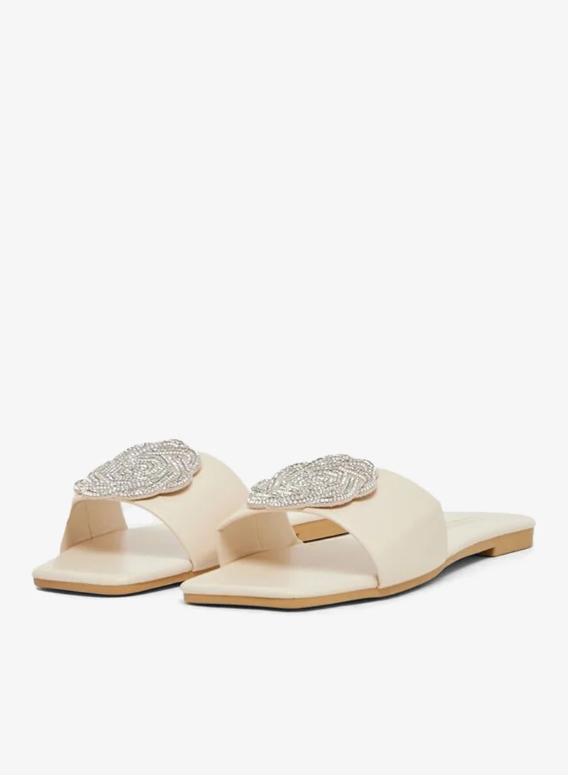 Take Two Embellished Flower Strap Flat Sandals