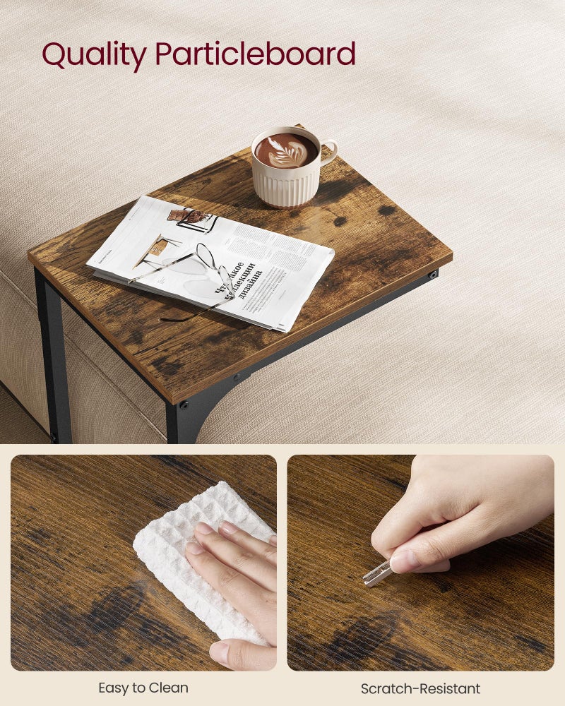 VASAGLE C-Shaped End Table, Small Side Table for Couch, Sofa Table with Metal Frame for Living Room, Bedroom, Bedside, Rustic Brown and Black - Image 4