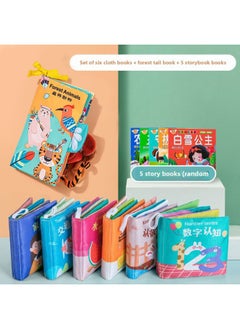 Generic Direct Selling Baby Cloth Book Baby Early Education Can Not Be Torn Bite Toy Three-dimensional Early Teaching Month Baby Book Postage-Colour:Bilingual 6-piece Set + Forest Tail (5 Story Books Included)  - Image 1