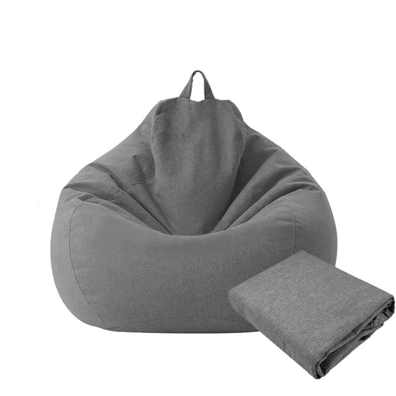 KODENG Large Small Lazy Sofas Cover Chairs Without Filler Linen Cloth Lounger Seat Bean Bag Pouf Puff Couch Tatami Living Room Beanbags 85x105cm