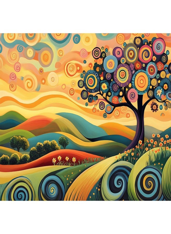 Hiwhy Colorful Tree Landscape 1000 Piece Puzzle for Adults - Fun Puzzles Art Painting Jigsaw Puzzles Family Game Home Decor - Image 1
