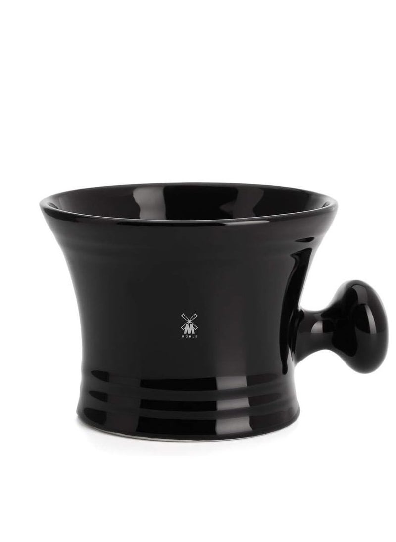 Muhle MÜHLE Black Porcelain Platinum Rim Shaving Mug – Shave Dish Accessory for Soaps and Creams, Modern Black Design  - Image 1