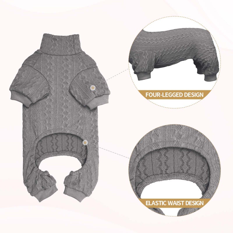 Jamktepat Dog Sweaters for Large Dogs Turtleneck Knitted Pet Clothes Solid Color Puppy Sweater Warm Dog Sweater(Grey&L) - Image 3