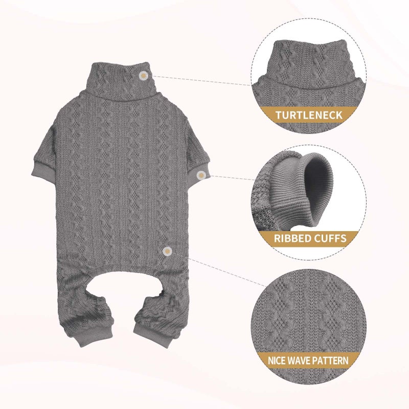 Jamktepat Dog Sweaters for Large Dogs Turtleneck Knitted Pet Clothes Solid Color Puppy Sweater Warm Dog Sweater(Grey&L) - Image 2