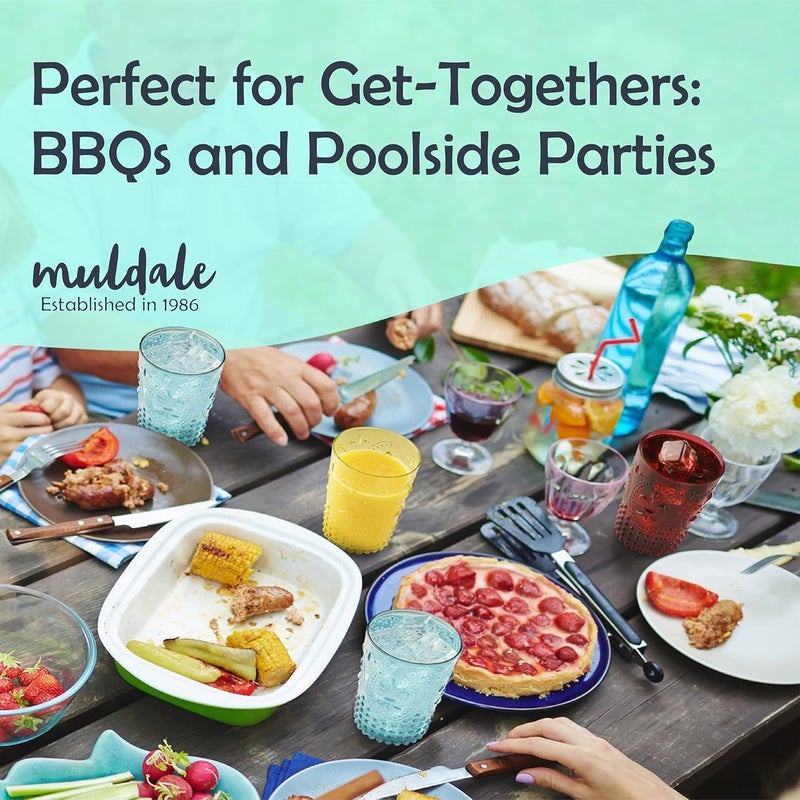 Muldale Vintage Plastic Drinking Glasses Set of 6  Colored Acrylic Party Highball Tumblers 135oz  Boho Stackable Unbreakable Pool Glasses for Adults  BPA Free - Image 5