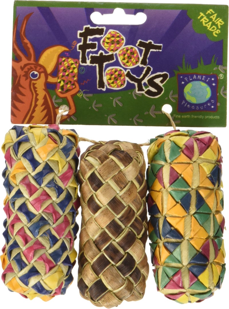 Planet Pleasures Woven Cylinder Foot Toy 3 Pack Small - Image 2