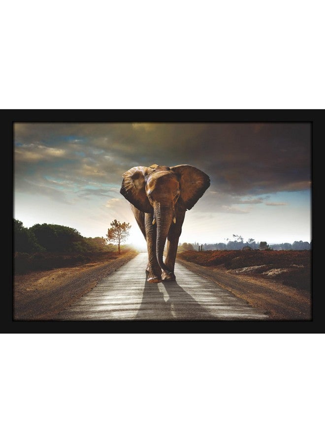 Mad Masters Elephant Hathi Painting Aesthetic Hanging Photo Frame Decorative Item Home Decoration and Wall Decor for Living Room and Bedroom (MM 1386, 8x12 Inch, Canvas, Without Plexi Glass) - Image 1