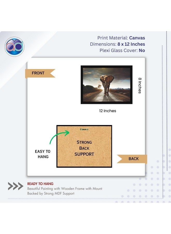 Mad Masters Elephant Hathi Painting Aesthetic Hanging Photo Frame Decorative Item Home Decoration and Wall Decor for Living Room and Bedroom (MM 1386, 8x12 Inch, Canvas, Without Plexi Glass) - Image 2