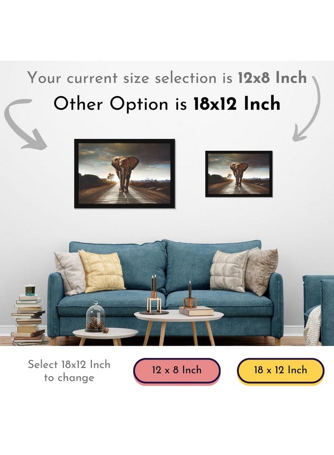 Mad Masters Elephant Hathi Painting Aesthetic Hanging Photo Frame Decorative Item Home Decoration and Wall Decor for Living Room and Bedroom (MM 1386, 8x12 Inch, Canvas, Without Plexi Glass) - Image 3