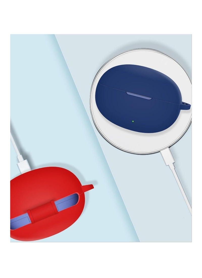 Silicone Case Compatible with Realme Buds Air 6 Earbuds, Soft Silicone Protective Case Cover, Shockproof Sleeve with Carabiner For Realme Buds Air 6 (Blue)