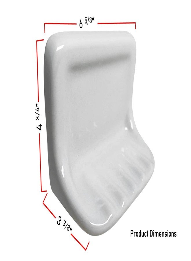 Tenedos White Glazed Ceramic Soap Dish Holder for Bathroom Wall - Bathroom Accessory Kit, Not for Flat Surface Installation, Mount with Tile Adhesion - Image 4