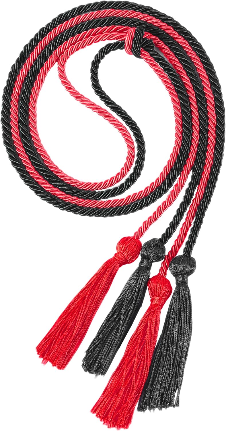 UIALECG Double Graduation Honor Cords - Black and Red,68" Long - Image 1