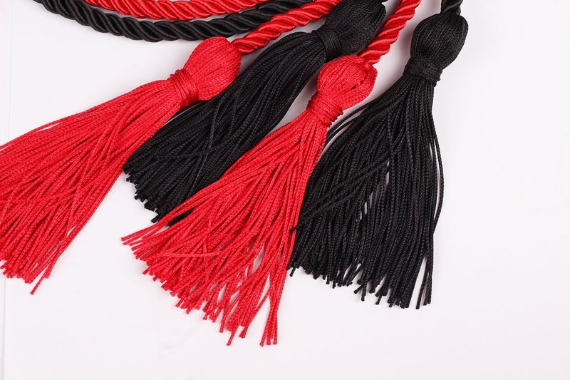UIALECG Double Graduation Honor Cords - Black and Red,68" Long - Image 2
