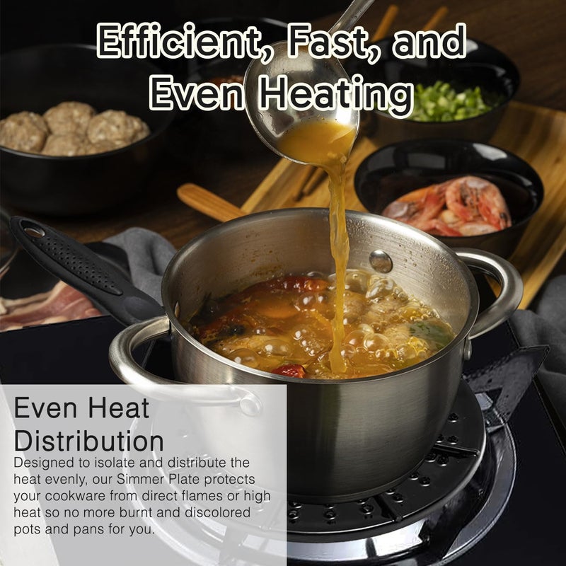 Kitchen Heat Diffuser for Gas & Electric Stove Cooktop – Ideal for Clay Pots, Tagines, Moka Pots, Cookware - Simmer Plate Heat Disperser for heat ranges – Safe Handle – Heat-Resistant black 3pcs - Image 5