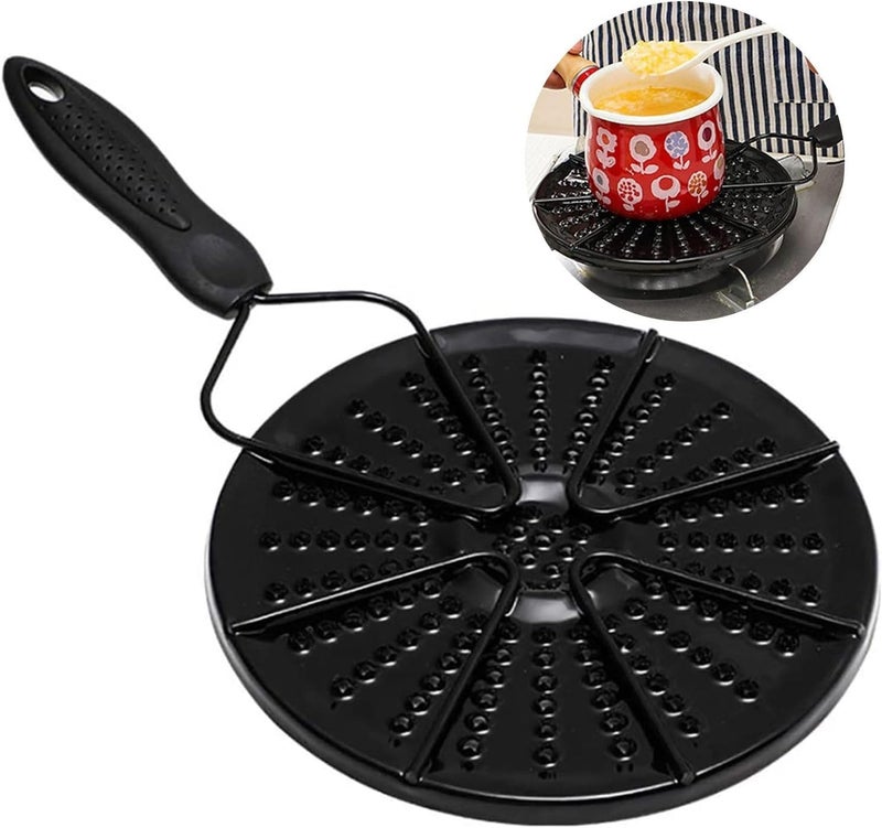 Kitchen Heat Diffuser for Gas & Electric Stove Cooktop – Ideal for Clay Pots, Tagines, Moka Pots, Cookware - Simmer Plate Heat Disperser for heat ranges – Safe Handle – Heat-Resistant black 3pcs - Image 3