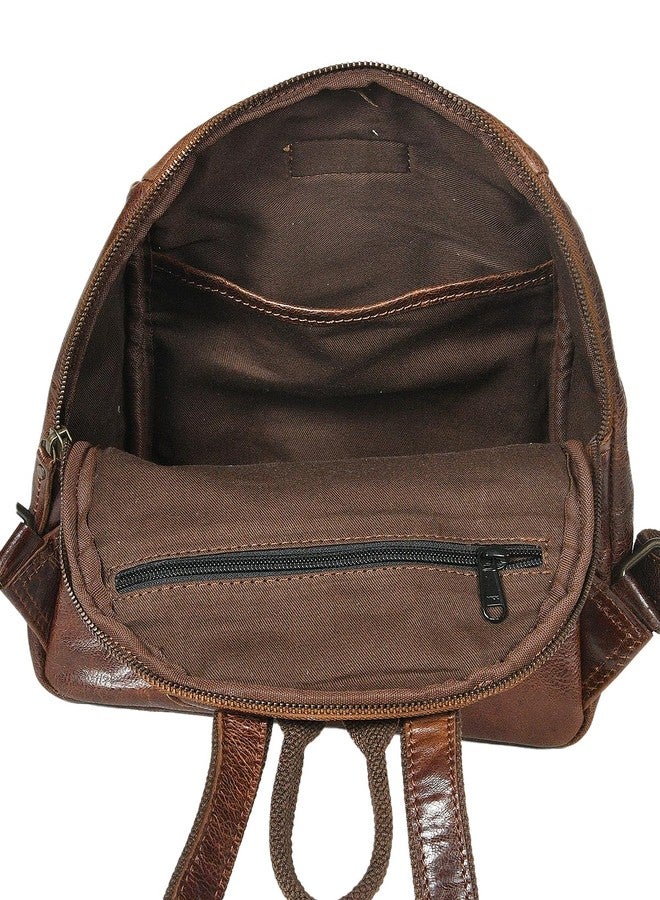 Celtic Vintage Brown Leather Mini Backpack with Multiple Pockets & Adjustable Straps - Image 5