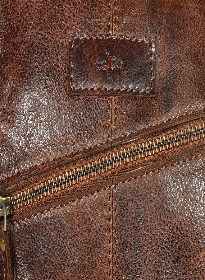 Celtic Vintage Brown Leather Mini Backpack with Multiple Pockets & Adjustable Straps - Image 2