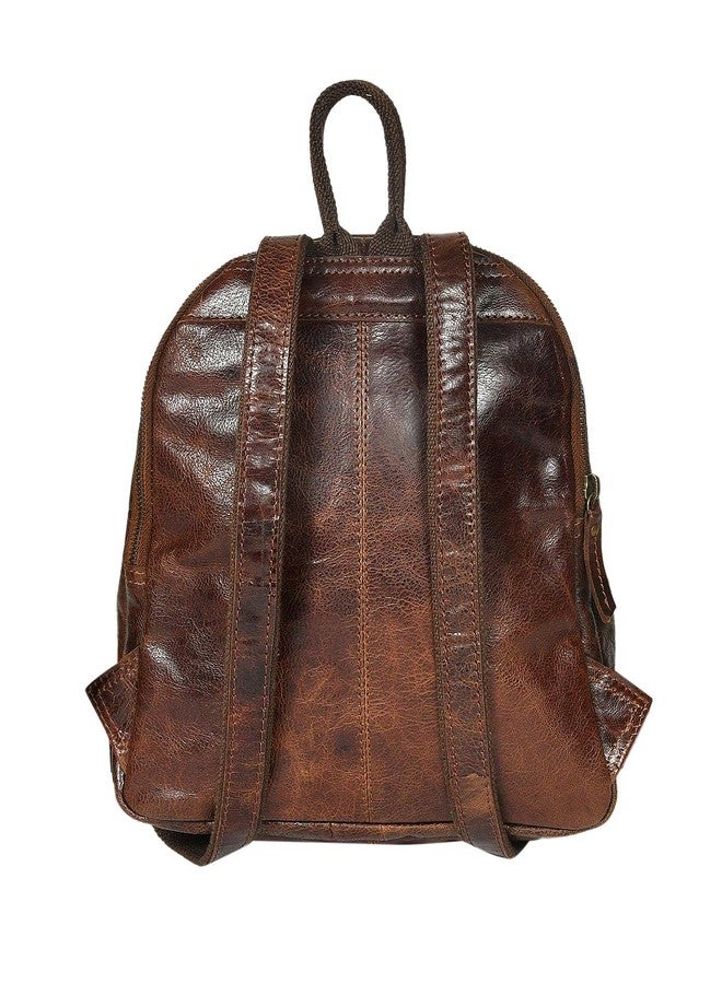 Celtic Vintage Brown Leather Mini Backpack with Multiple Pockets & Adjustable Straps - Image 4