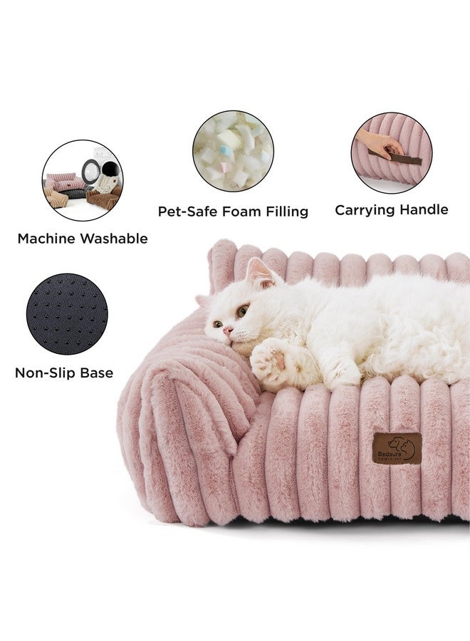 بيد شور أريكة قطط لطيفة من Bedsure للحيوانات الأليفة - أريكة قطط منفوشة من صوف مخملي ناعم ممتاز، سرير قطط منفوش مع غطاء قابل للإزالة والغسل، كرسي قطط داعم للقطط الداخلية، 24 بوصة، وردي خدود - Image 5