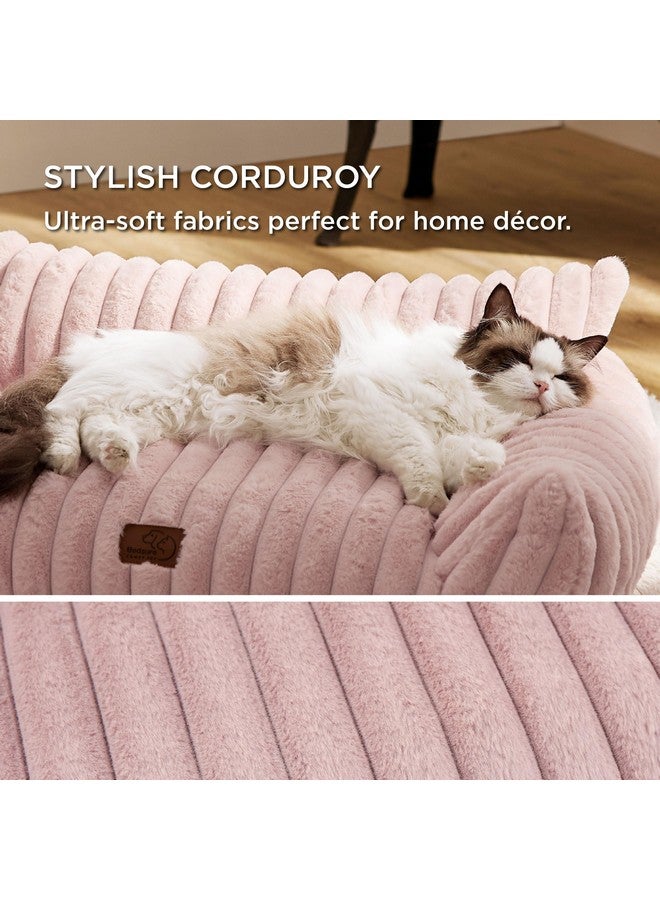 بيد شور أريكة قطط لطيفة من Bedsure للحيوانات الأليفة - أريكة قطط منفوشة من صوف مخملي ناعم ممتاز، سرير قطط منفوش مع غطاء قابل للإزالة والغسل، كرسي قطط داعم للقطط الداخلية، 24 بوصة، وردي خدود - Image 4