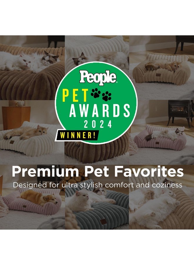 بيد شور أريكة قطط لطيفة من Bedsure للحيوانات الأليفة - أريكة قطط منفوشة من صوف مخملي ناعم ممتاز، سرير قطط منفوش مع غطاء قابل للإزالة والغسل، كرسي قطط داعم للقطط الداخلية، 24 بوصة، وردي خدود - Image 2