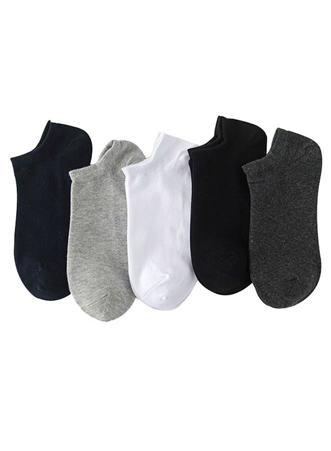 5 Pairs Invisible Socks, Thin Section Shallow Mouth Invisible Boat Socks, Sports Casual Solid Color Cotton Socks - Image 1