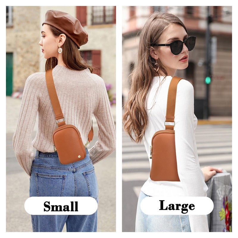 INICAT Anti Theft Crossbody Bag for Women, Small RFID Blocking Sling Purse with Zipper Lock for Travel, Vegan Leather(Brown) - Image 2