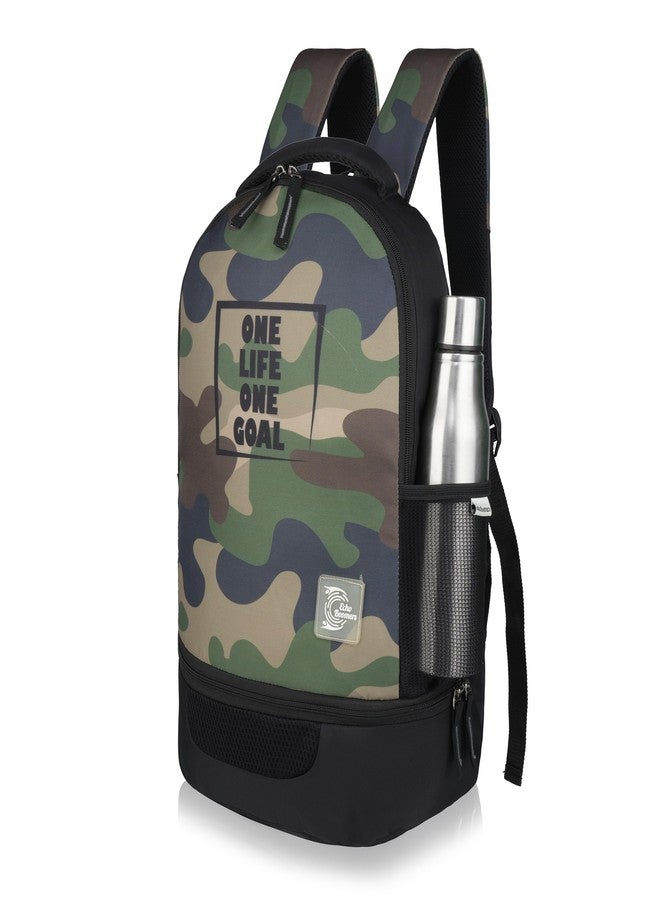 Echo Boomers One Life One Goal Army Backpack with Football Compartment - School, College & Sports Bag - Durable Black Backpack for Students & Young Athletes - Image 3