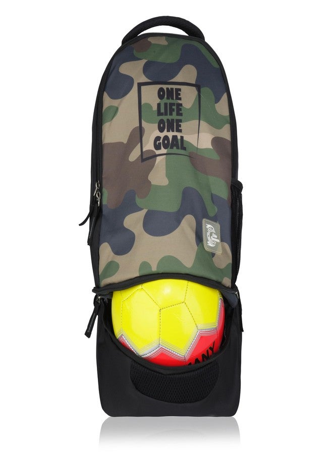 Echo Boomers One Life One Goal Army Backpack with Football Compartment - School, College & Sports Bag - Durable Black Backpack for Students & Young Athletes - Image 4