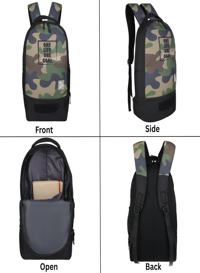 Echo Boomers One Life One Goal Army Backpack with Football Compartment - School, College & Sports Bag - Durable Black Backpack for Students & Young Athletes - Image 5