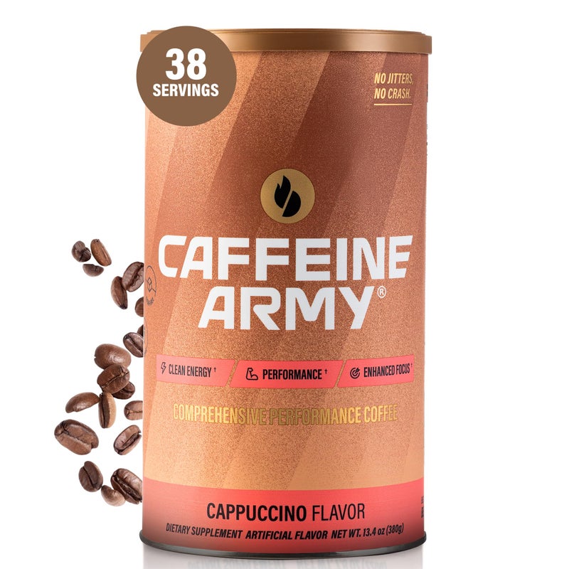 CAFFEINE ARMY Cappuccino | Comprehensive Functional Coffee with MCTs, CoQ10, Collagen and Adaptogens: Clean Energy + Supports Daily Attention, No Jitters or Crash (13.4 oz 38 Servings) - Image 1