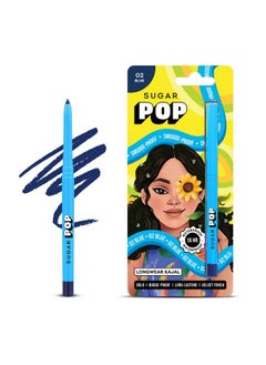 SUGAR POP Longwear Matte Kajal - 02 Blue - Intense Blue Kohl Kajal | Long Lasting, Smudge Proof Pencil, Water Proof, Single Stroke Velvet Finish | Lasts Up To 16 Hours  - Image 1