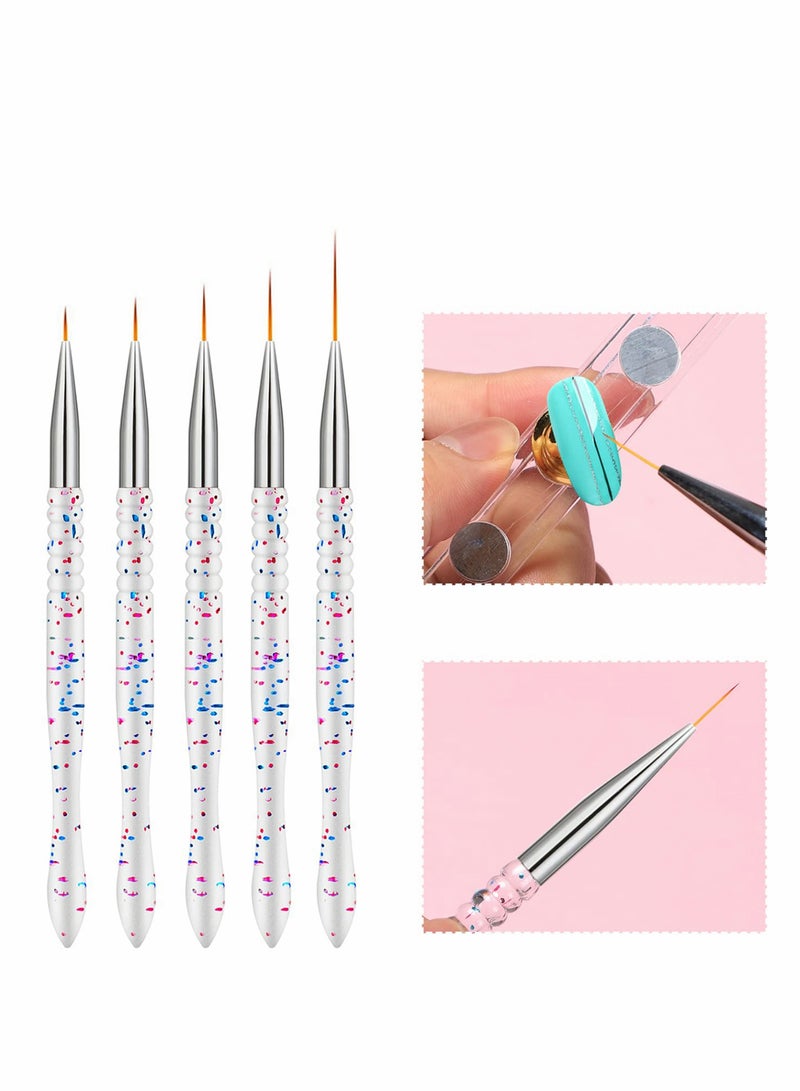 5Pcs Nail Art Liner Brushes Set - Professional Gel Polish Painting Tools for Salon & DIY Manicure at Home (Sizes: 7/9/11/15/20mm) - Image 1