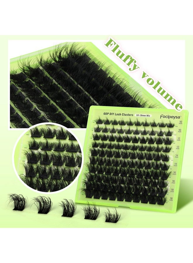 Focipeysa Lash Clusters DIY Lash Extension Kit 60P Eyelash Extension Wispy Individual Lashes Extension with Bond and Seal Glue, Lash Applicator DIY at Home for Beginner (60P 10-18MM) - Image 2