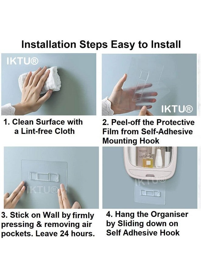 Iktu ® Wall Mount Cosmetic Storage Box Makeup Organizer Bathroom Wall Cabinet With Accessories Storage Drawer (White, Plastic) - Image 4